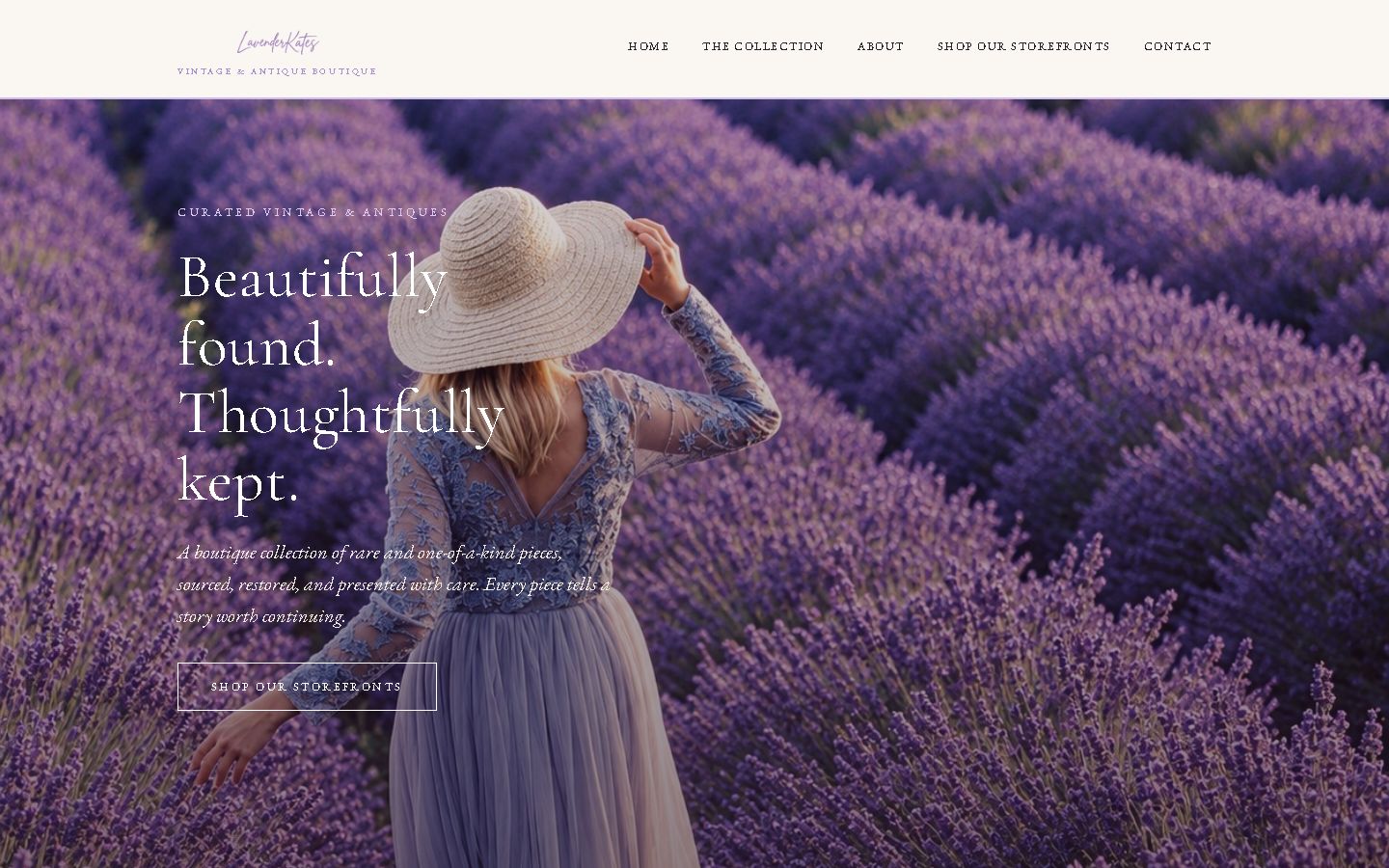 LavenderKates website shown in a browser window